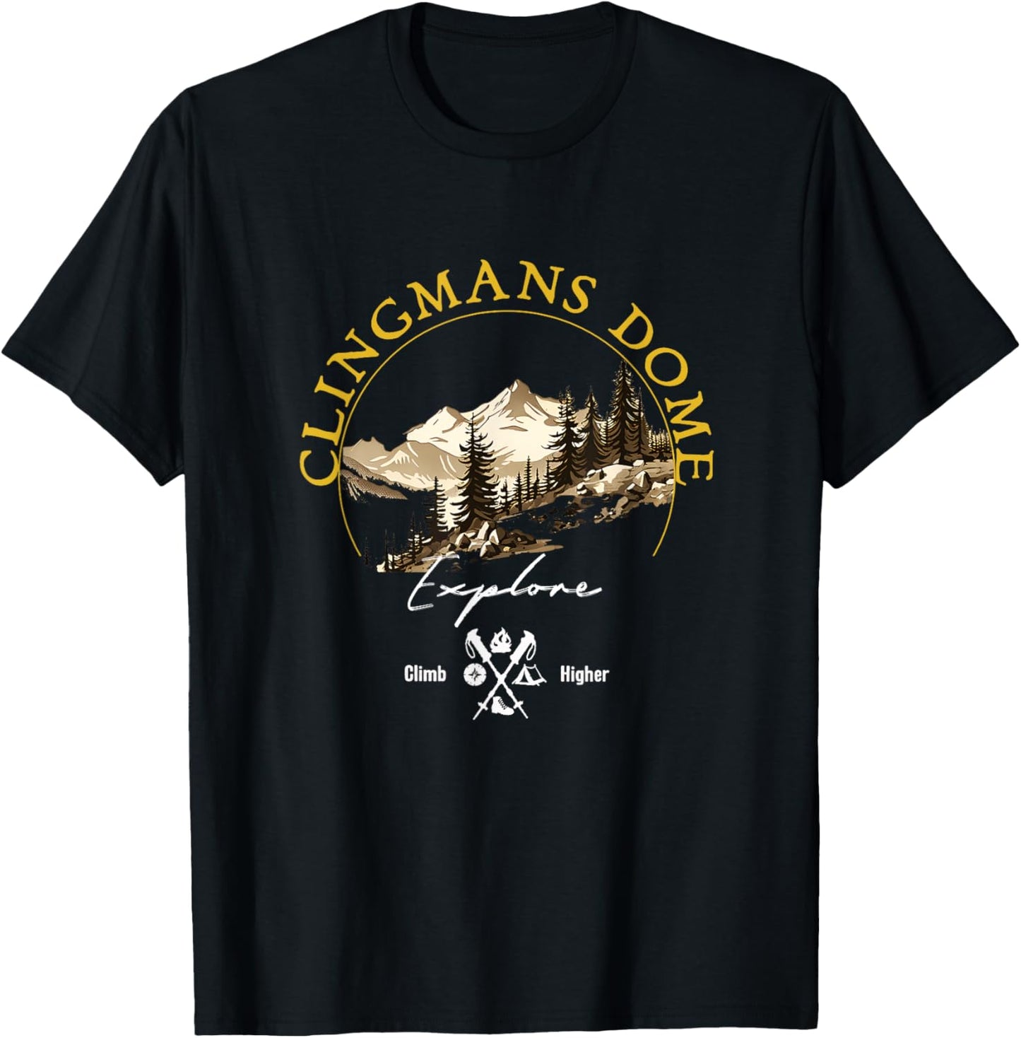 Clingmans Dome Retro Vintage Apparel Clingmans Dome Souvenir T-Shirt - T-Shirt | Black