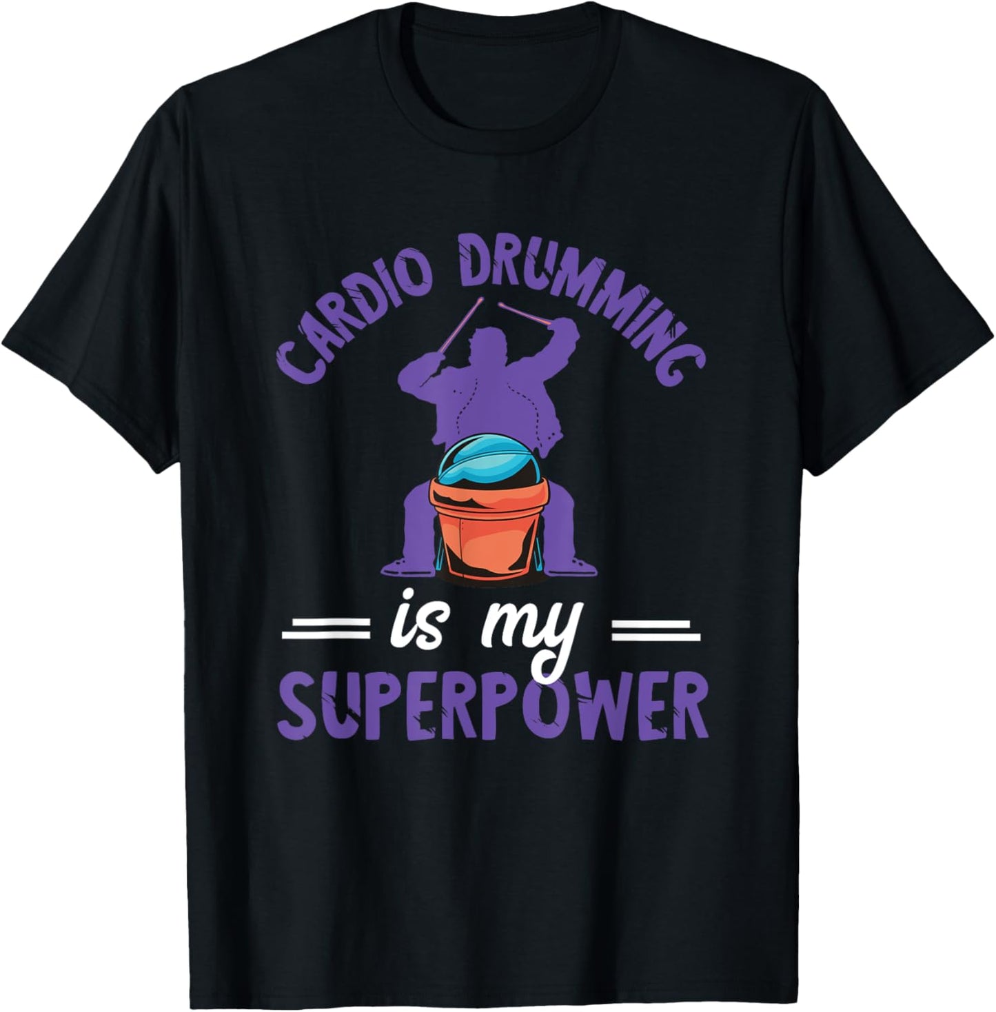 Cardio Drumming Superpower Fitness Workout Fitness Class T-Shirt - T-Shirt | Black