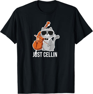 Just Cellin Cat Cello Design for Cellists Men Women Girls Kids T-Shirt - T-Shirt | Black