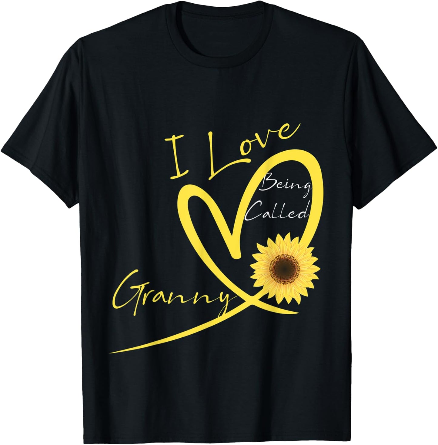 I Love Being Called Granny Sunflower Heart T-Shirt - T-Shirt | Black