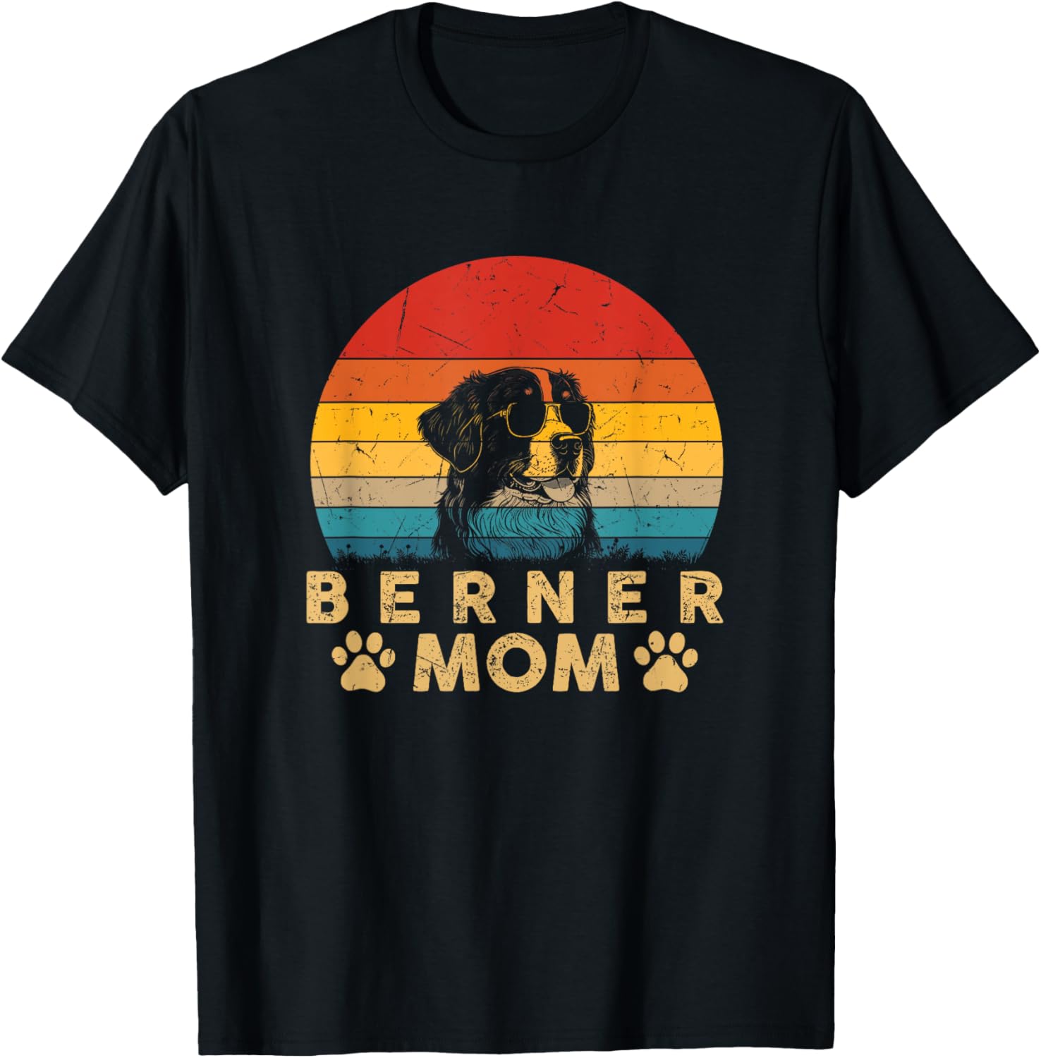 Vintage Berner Mom Dog Lovers Cute Gifts Funny Mothers Day Women Kids T-Shirt - T-Shirt | Black
