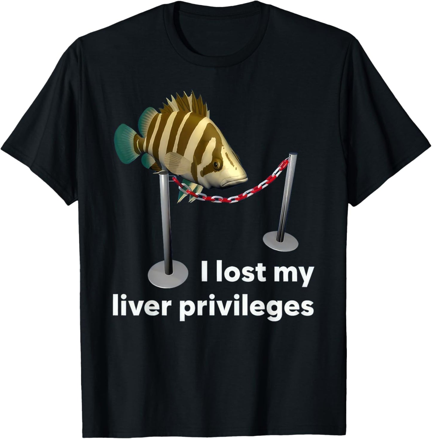 Cawffee I Lost My Liver Privileges Cursed Fish Funny Fish Meme , Small, Black T-Shirt - T-Shirt | Black