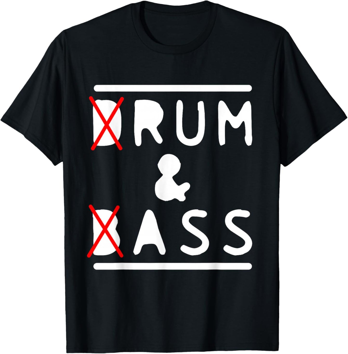 Drum & Bass and Rum & Ass Funny Drummer Bass Guitarist Music T-Shirt - T-Shirt | Black