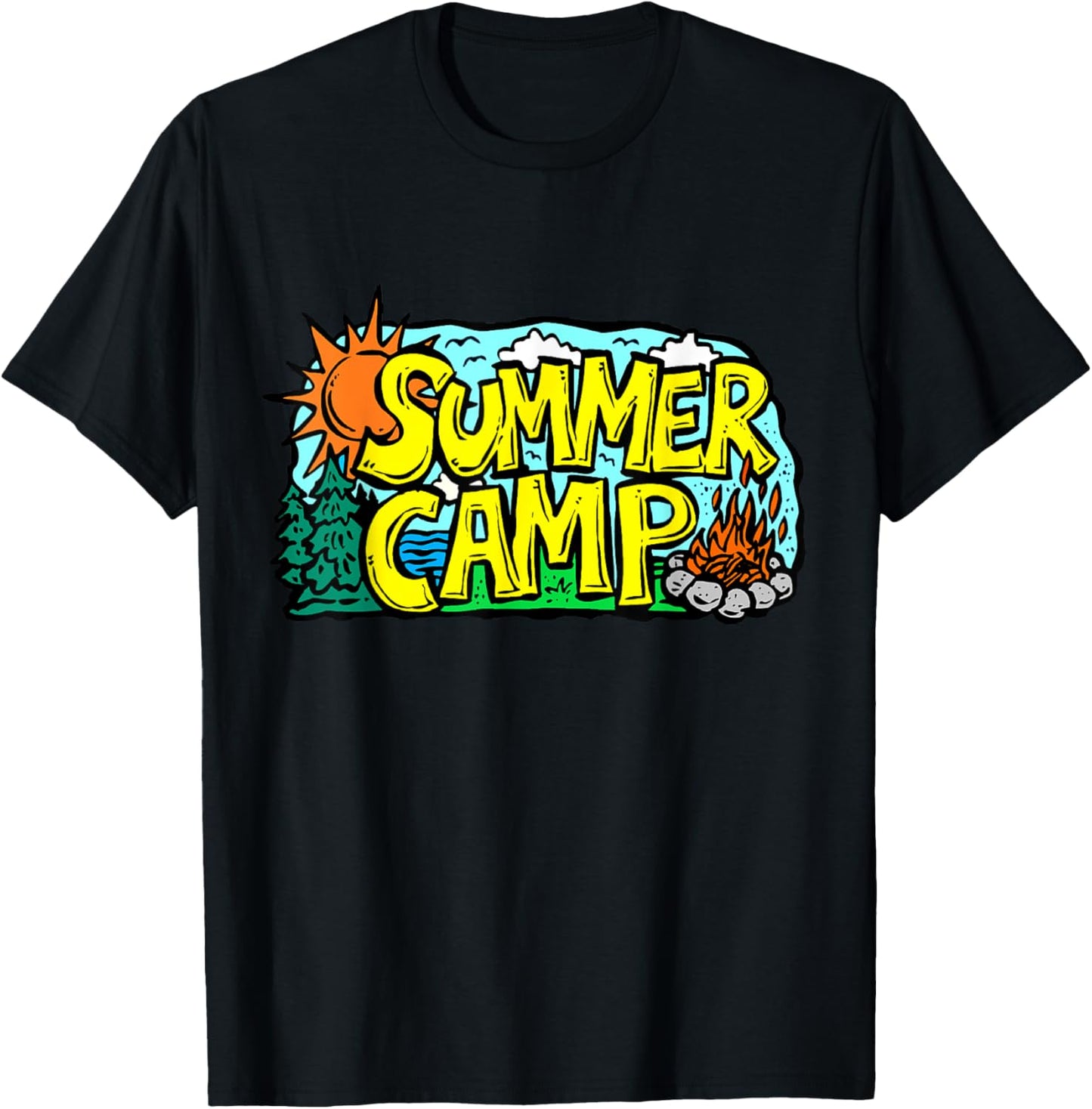 Summer camp Day camp Camping Funny Summer Sun Nature Saying T-Shirt - T-Shirt | Black