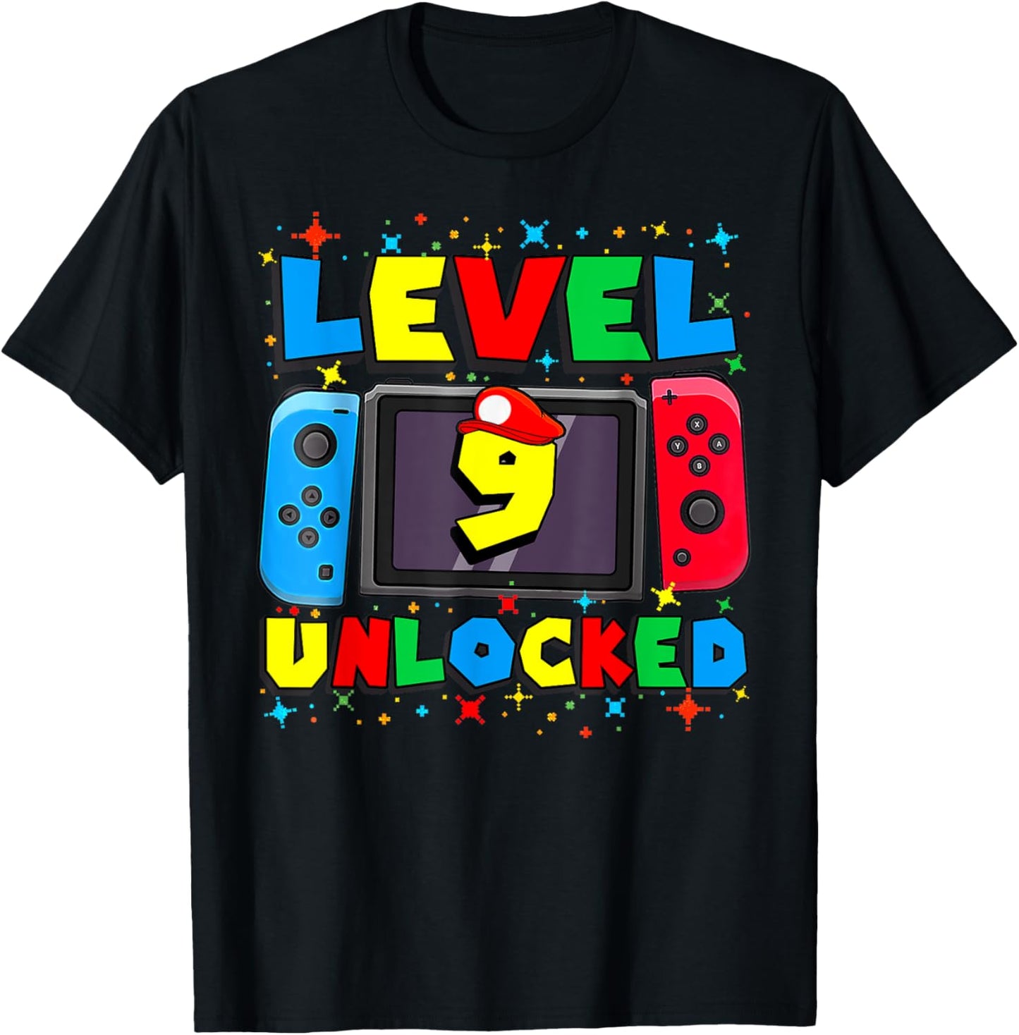 Level 9 Unlocked Gamer 9th Birthday Gift Video Game Boys T-Shirt - T-Shirt | Black