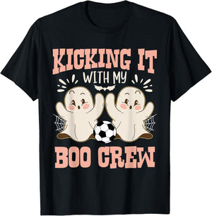Spooky Halloween Soccer Kicking It With My Boo Crew T-Shirt - T-Shirt | Black
