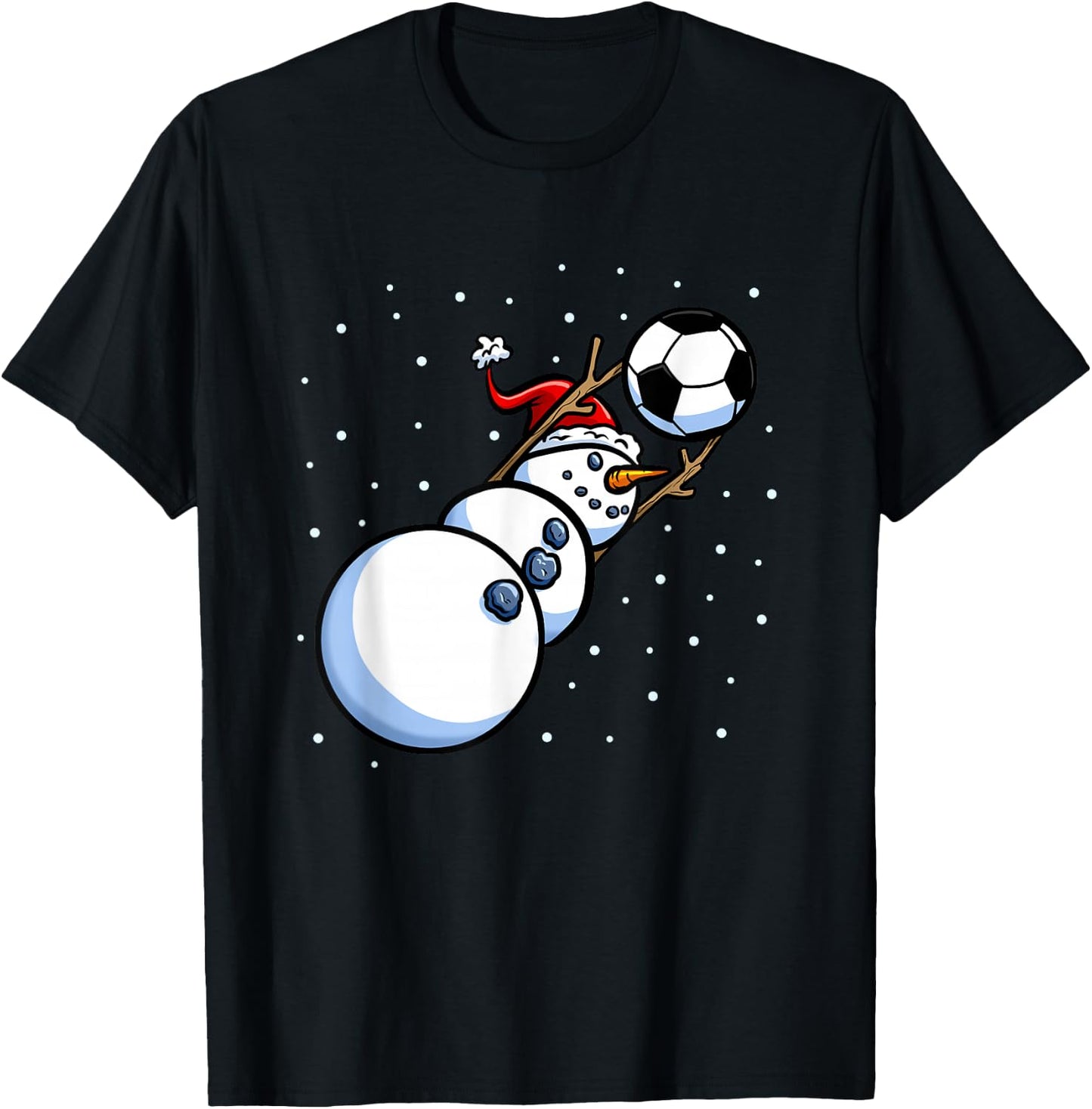 Christmas Boys Men Xmas Goalkeeper Soccer Snowman T-Shirt - T-Shirt | Black