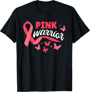 Women Breast Cancer Pink Warrior Shirts, Pink Ribbon Fighter T-Shirt - T-Shirt | Black