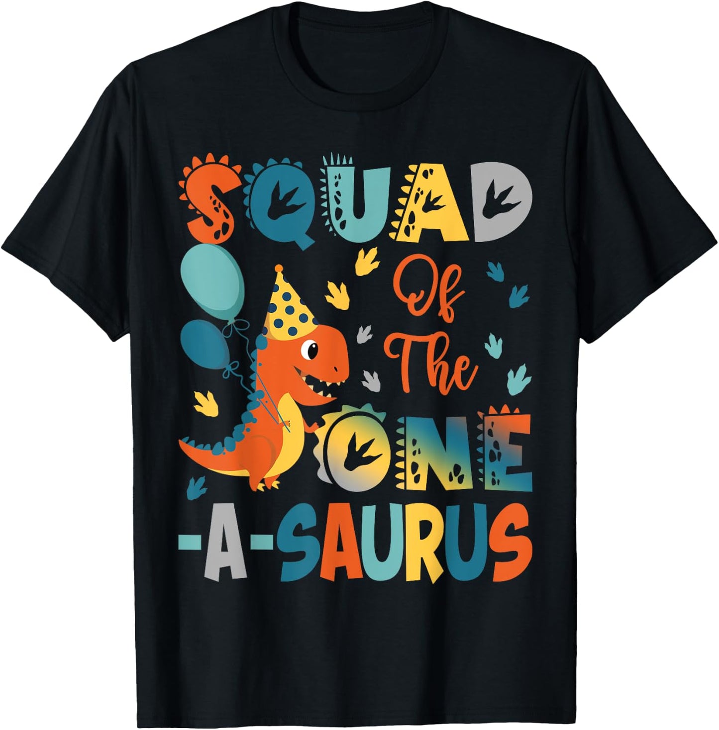 Squad Of The One-A-Saurus 2Nd Birthday Dinosaur Party T-Shirt - T-Shirt | Black