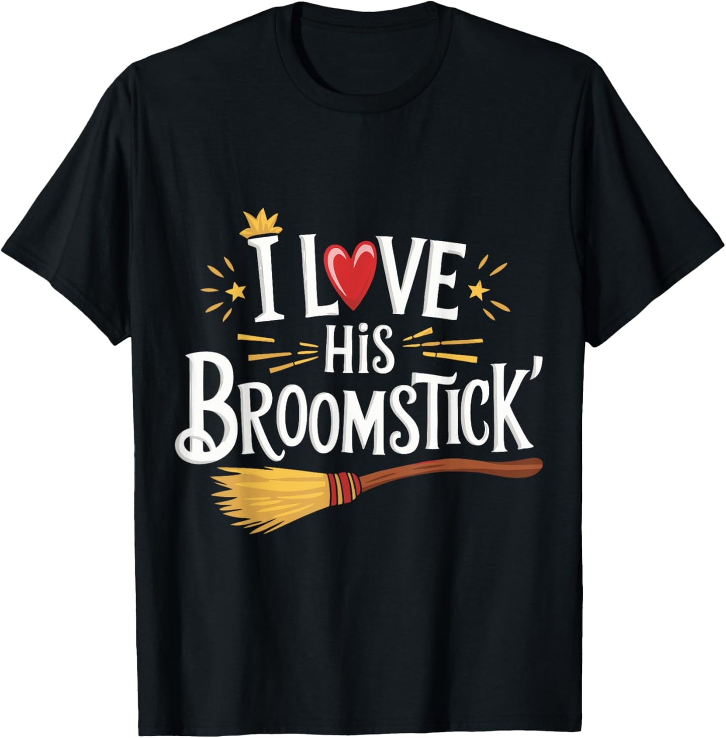 I Love His Broomstick I Love Her Pumpkins T-Shirt - T-Shirt | Black