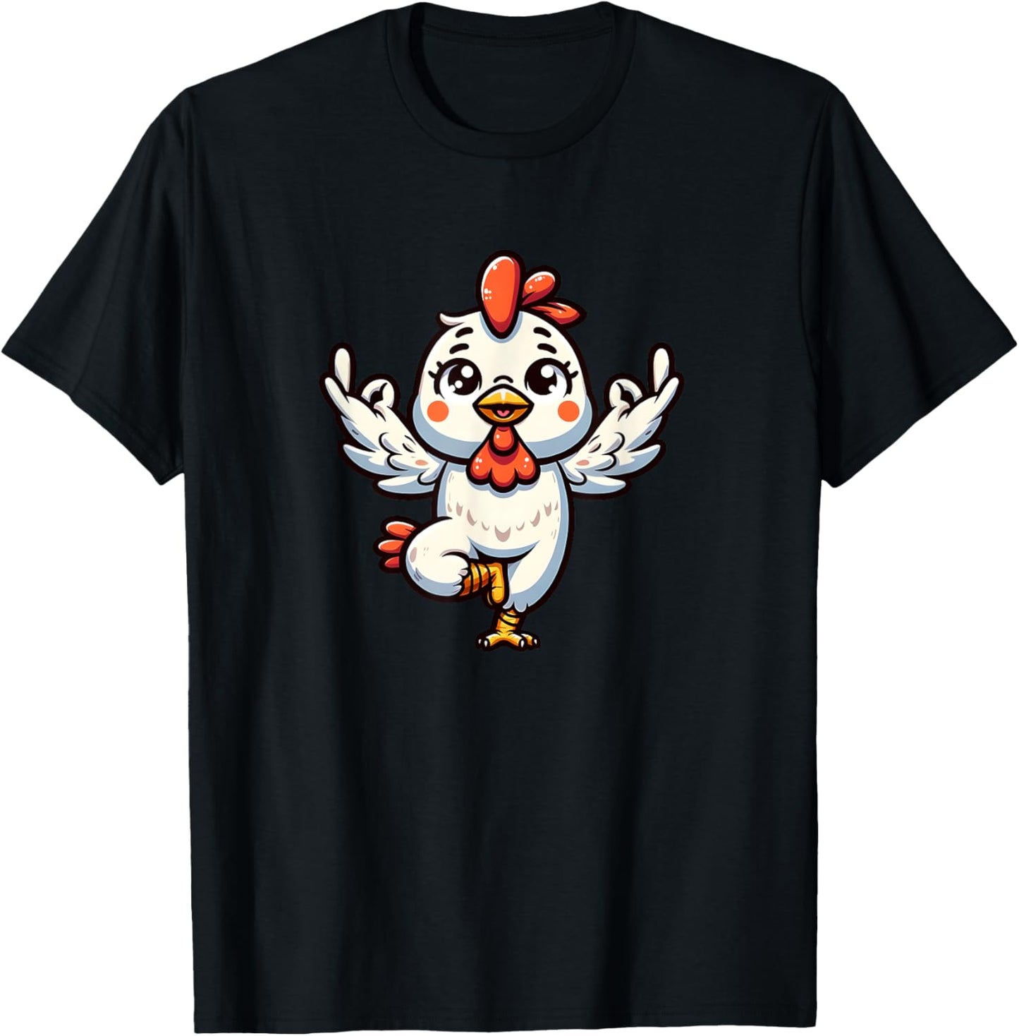 Cute Yoga Chicken Gymnastics fitness workout meditation T-Shirt - T-Shirt | Black