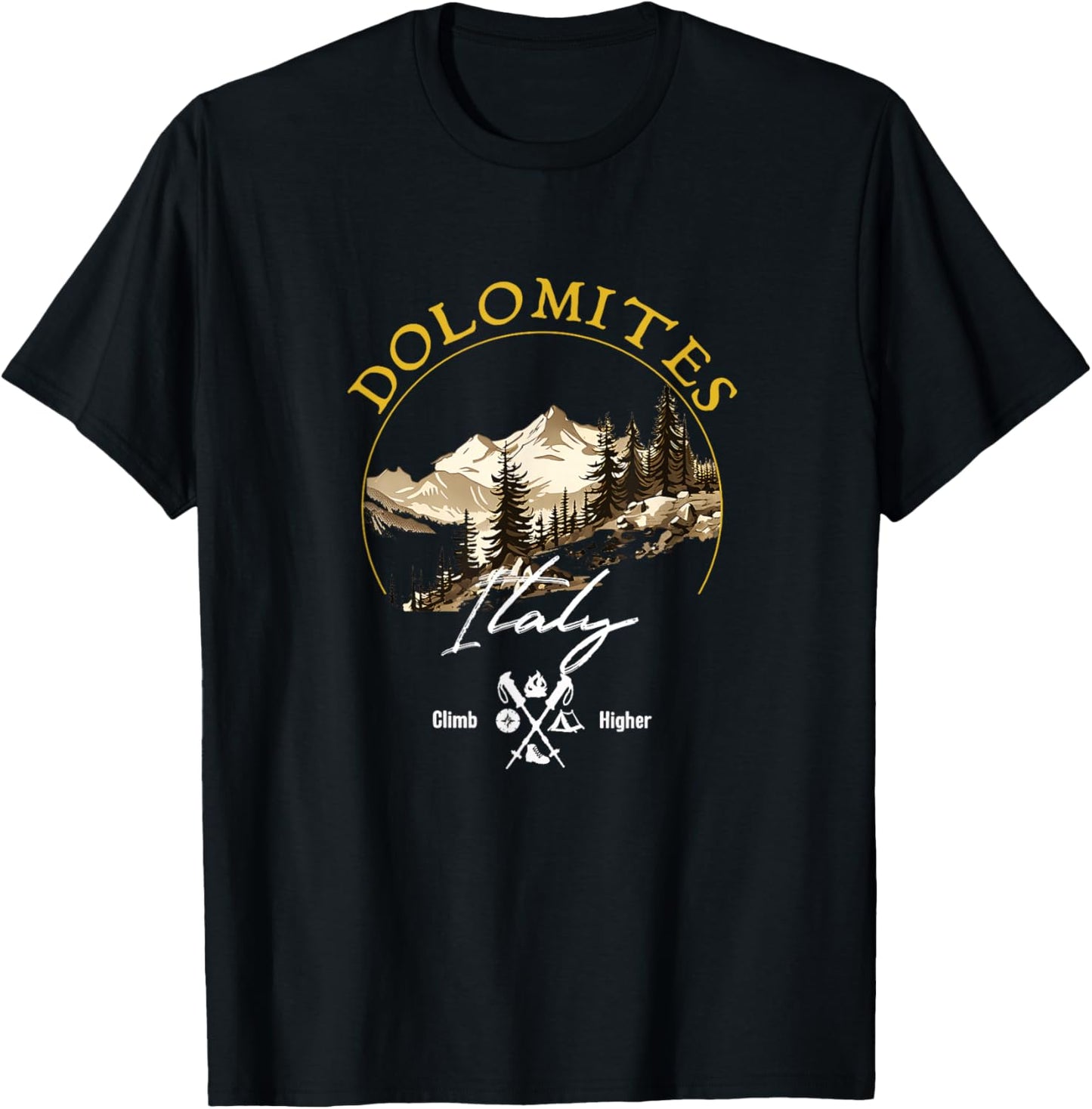 Dolomites Retro Vintage Apparel - Dolomites Souvenir T-Shirt - T-Shirt | Black