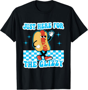 Retro Just Here For The Glizzy Shirt Kids Men Women Funny T-Shirt - T-Shirt | Black