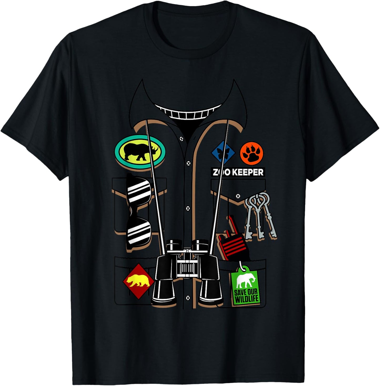 Zoo Keeper Halloween Costume DIY Jungle Safari Explorer Gift T-Shirt - T-Shirt | Black