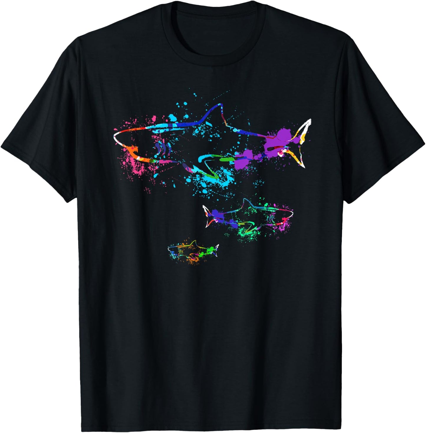 Vintage Shark Silhouette | Hammerhead Shark Tiger Shark T-Shirt - T-Shirt | Black
