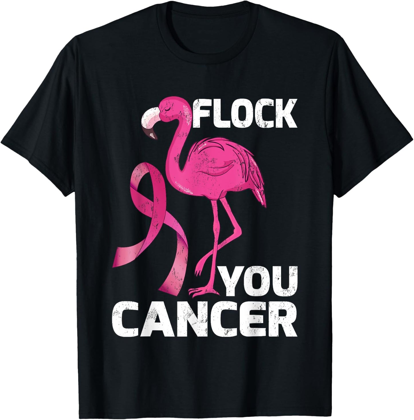 Flock You Cancer Cool Flamingo Breast Cancer Gift T-Shirt - T-Shirt | Black