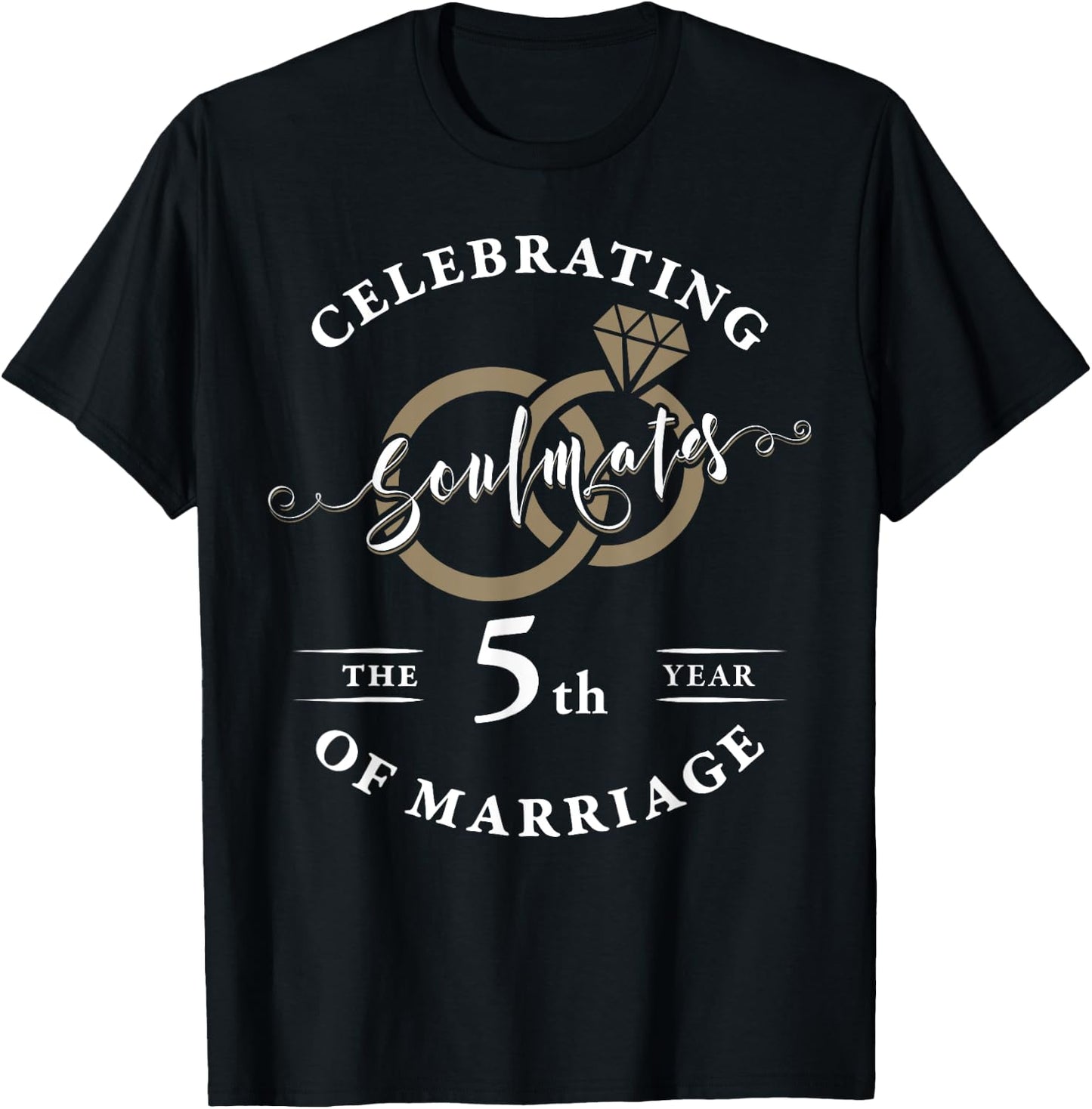 5 Year 5th Wedding Anniversary Husband Wife Couples Matching T-Shirt - T-Shirt | Black