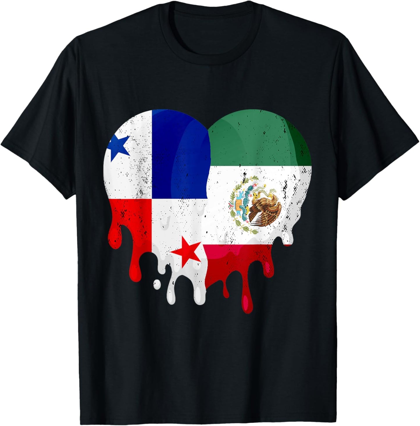 Panama Mexico Flag Heart Citizen Grown Patriot Country T-Shirt - T-Shirt | Black