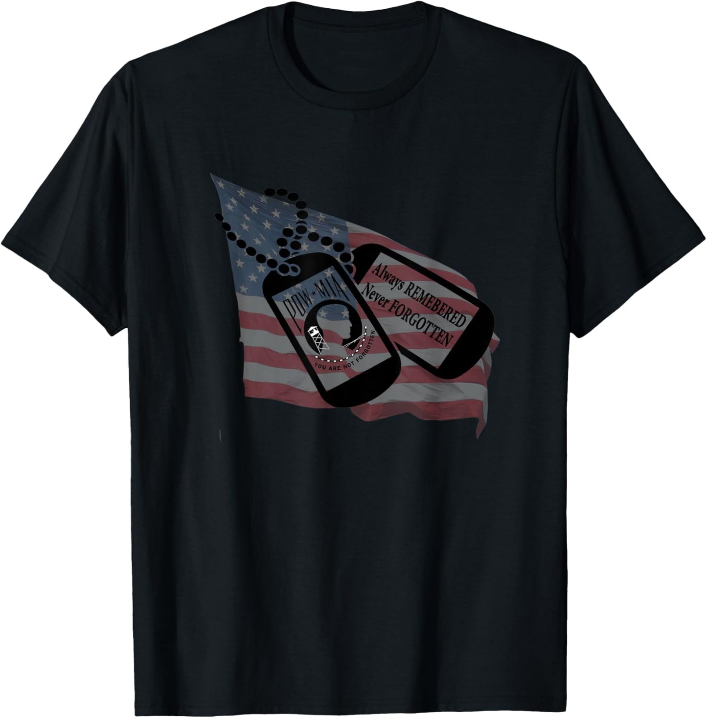Always Remember Never Forgotten Pow Mia T-Shirt - T-Shirt | Black