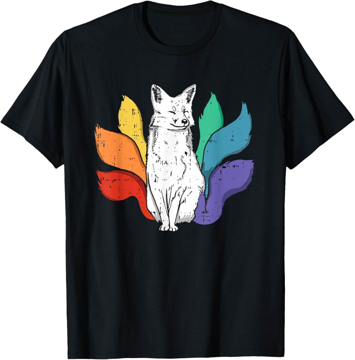 Gay Pride Fox LGBT-Q Rainbow Flag Ally Men Women T-Shirt - T-Shirt | Black