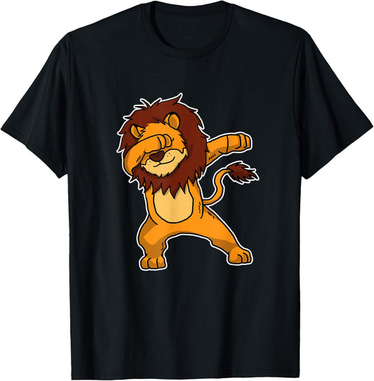 Funny Dabbing Lion Gift Kids Dab Dance T-Shirt - T-Shirt | Black
