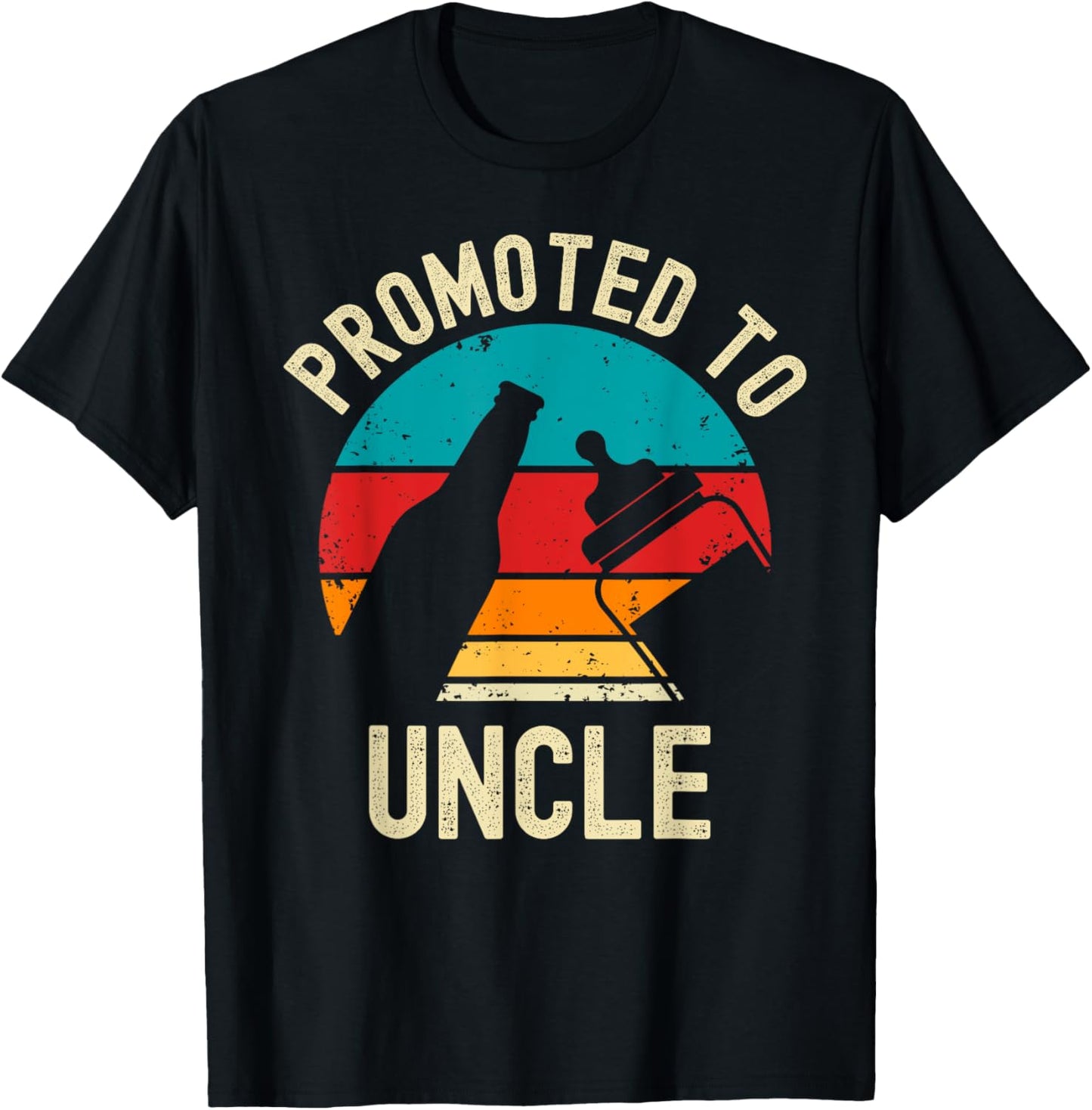 Promoted to Uncle 2024 New Baby Announcement Beer Lover T-Shirt - T-Shirt | Black
