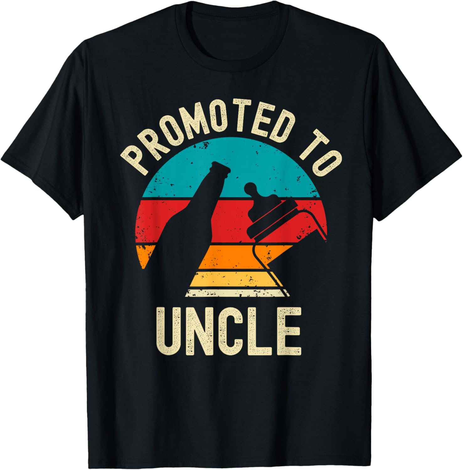 Promoted to Uncle 2024 New Baby Announcement Beer Lover T-Shirt - T-Shirt | Black