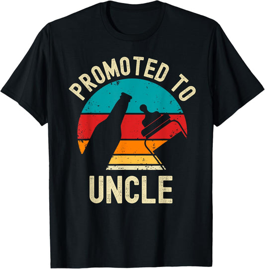 Promoted to Uncle 2024 New Baby Announcement Beer Lover T-Shirt - T-Shirt | Black