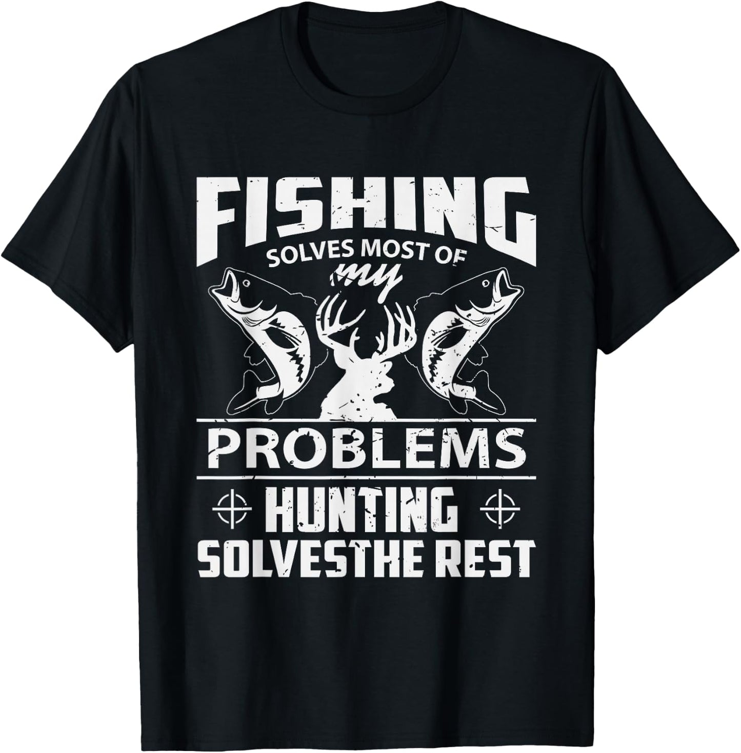 Funny Fishing And Hunting Shirt Hunter T-Shirt - T-Shirt | Black