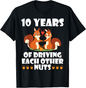 Fox Husband Wife Married 10 Years, Driving Each Other Crazy T-Shirt - T-Shirt | Black