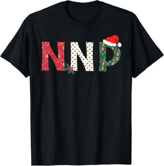 NNP Neonatal Nurse Practitioner Santa Christmas NICU Nurse T-Shirt - T-Shirt | Black