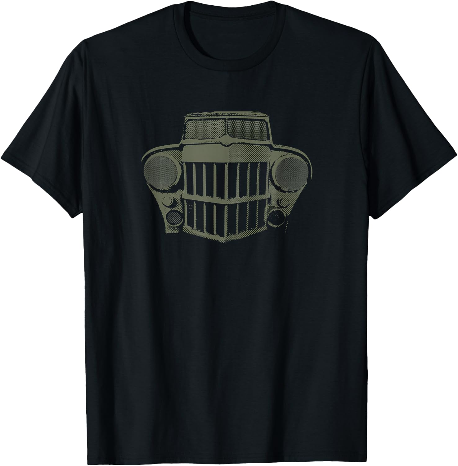 JMOD Men's Green Classic Fit 1940's Willys Offroad Cotton Polyester T-Shirt - T-Shirt | Black