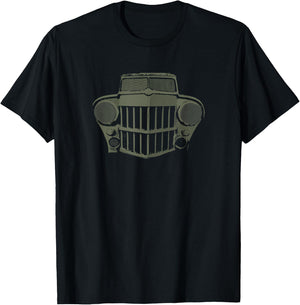 JMOD Men's Green Classic Fit 1940's Willys Offroad Cotton Polyester T-Shirt - T-Shirt | Black