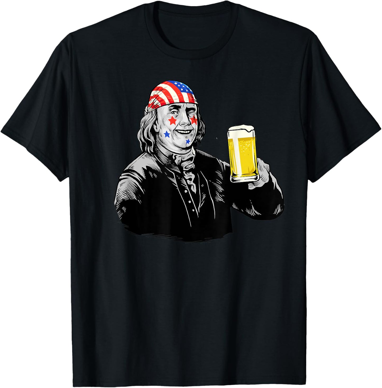 4th of July President Benjamin Franklin Funny Beer BZR T-Shirt - T-Shirt | Black