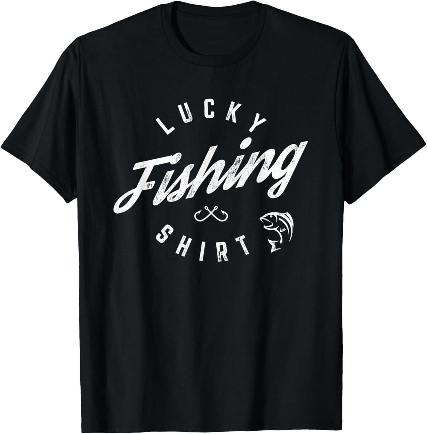 Lucky Fishing Shirt Funny Dad T-Shirt - T-Shirt | Black