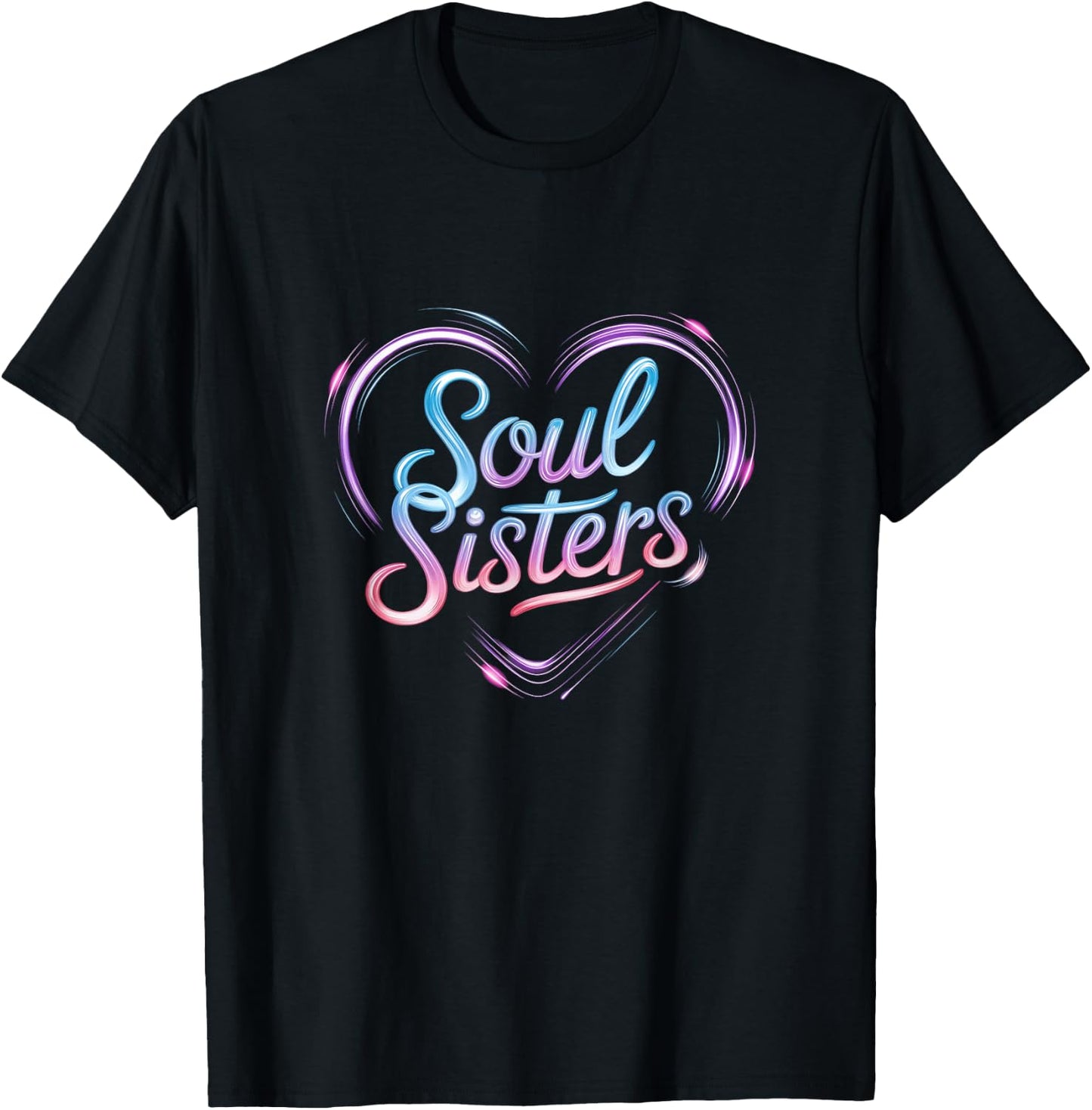 Vibrant Soul Sisters Heart Design T-Shirt - T-Shirt | Black
