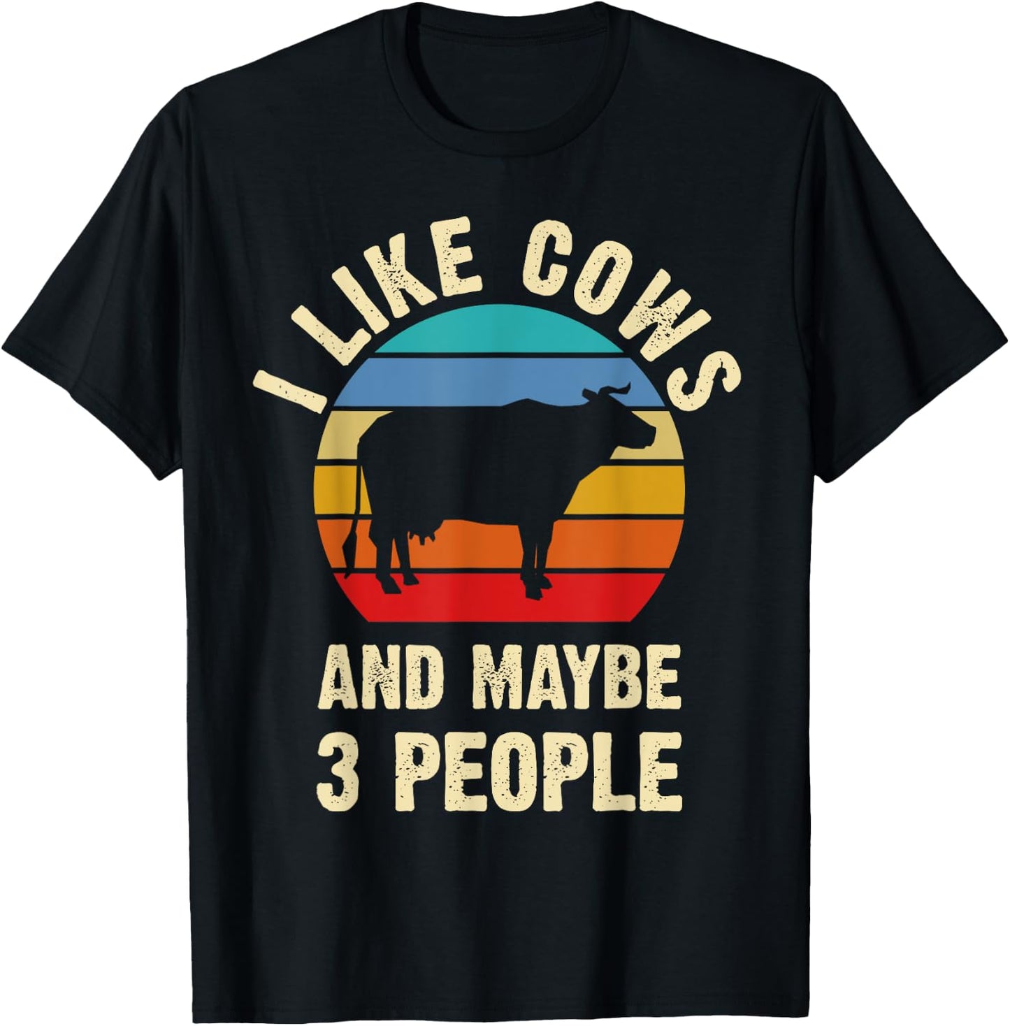 I like Cows and maybe 3 people funny vintage Farm theme T-Shirt - T-Shirt | Black