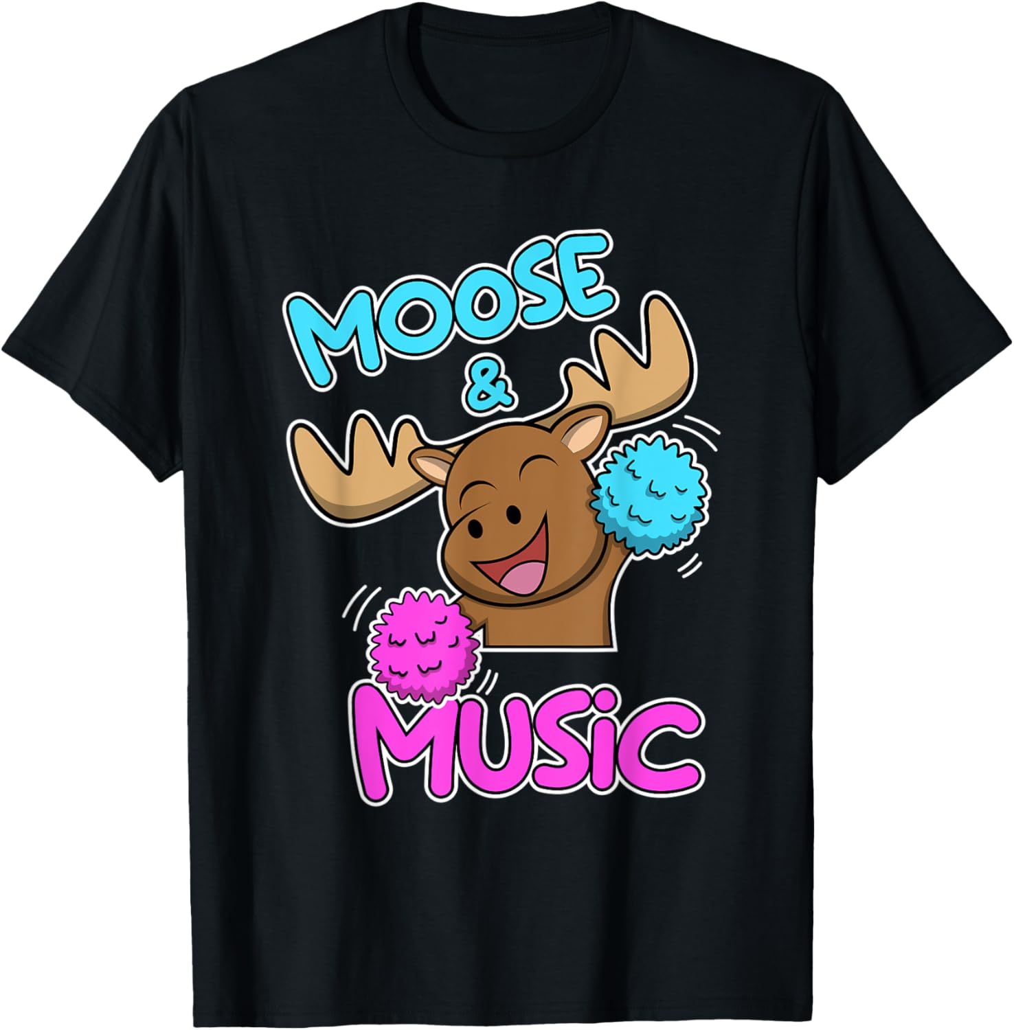 Dancing Moose Music Notes Musician Deer Elk T-Shirt - T-Shirt | Black