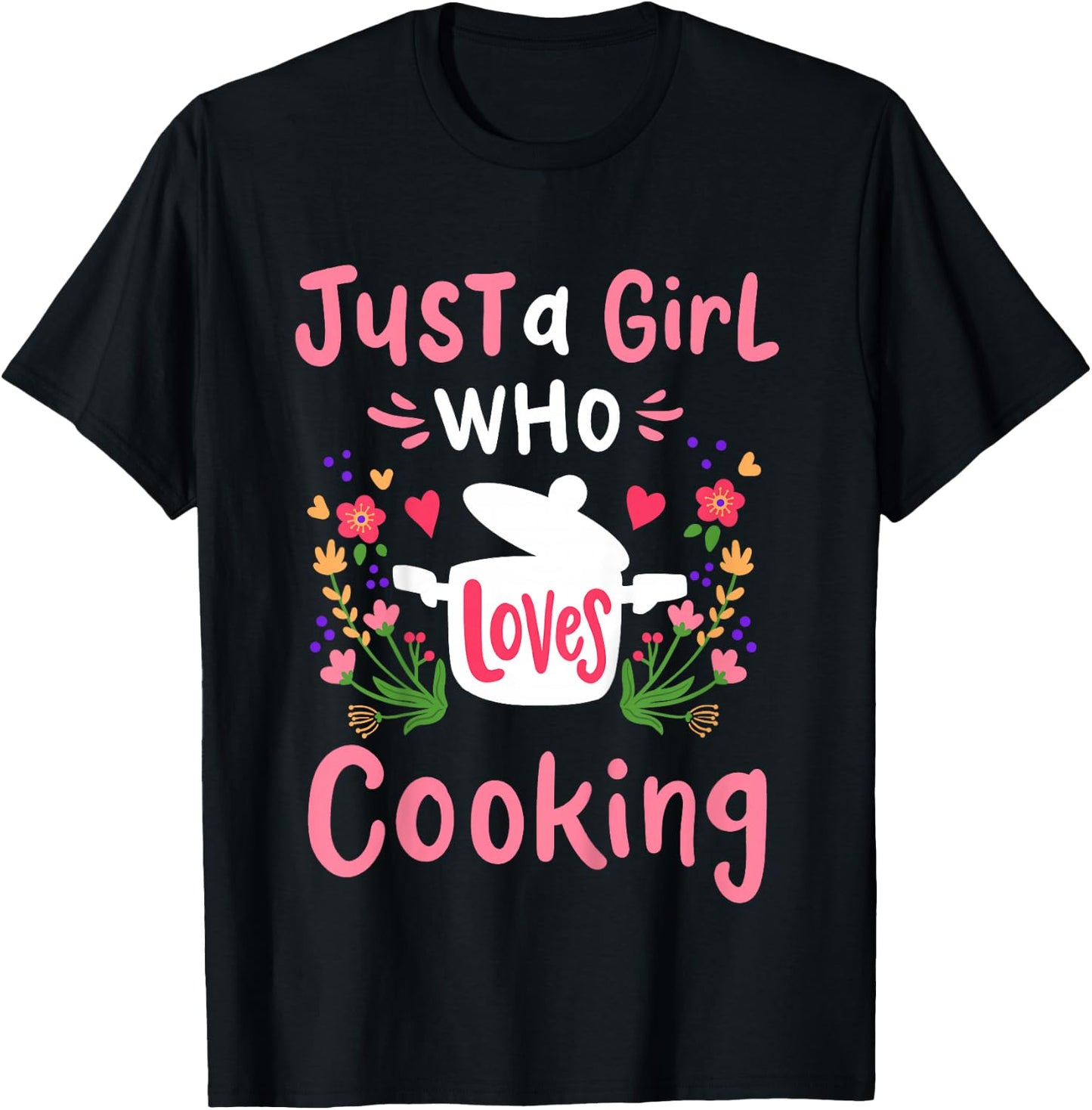 Kids Cooking Chef Cook Just A Girl Who Loves Cooking T-Shirt - T-Shirt | Black