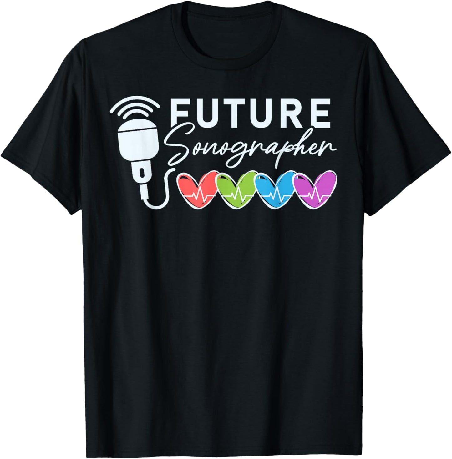 Future Sonographer Heart Sonography Graduation T-Shirt - T-Shirt | Black