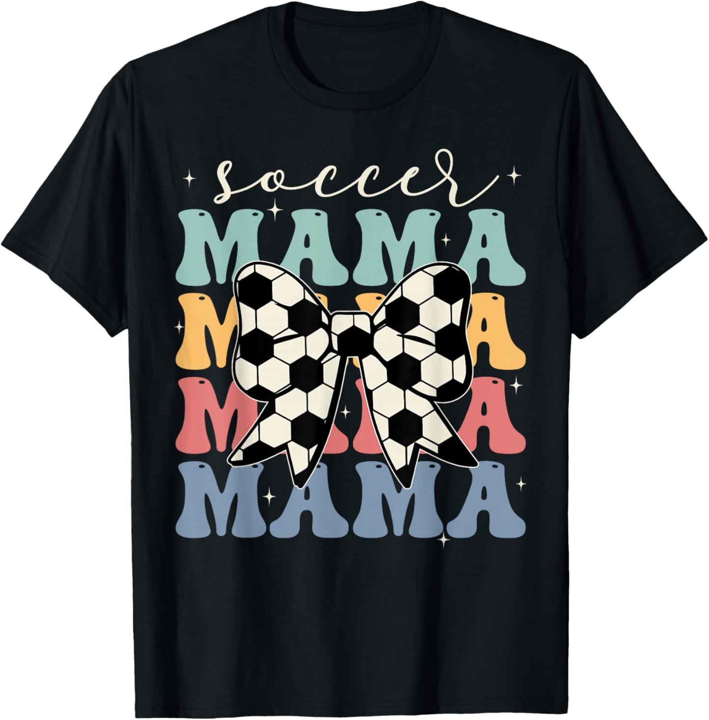 Soccer Mama Retro Groovy Soccer Softball Mom T-Shirt - T-Shirt | Black
