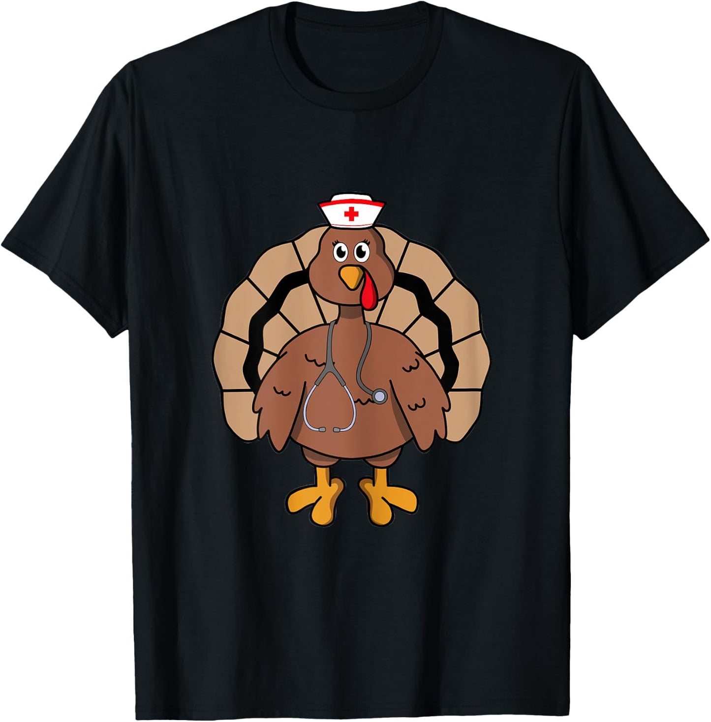Nurse Scrub Thanksgiving Turkey Nurse T-Shirt - T-Shirt | Black