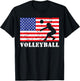 Distressed Volleyball USA American Flag Vintage Mine Player T-Shirt - T-Shirt | Black