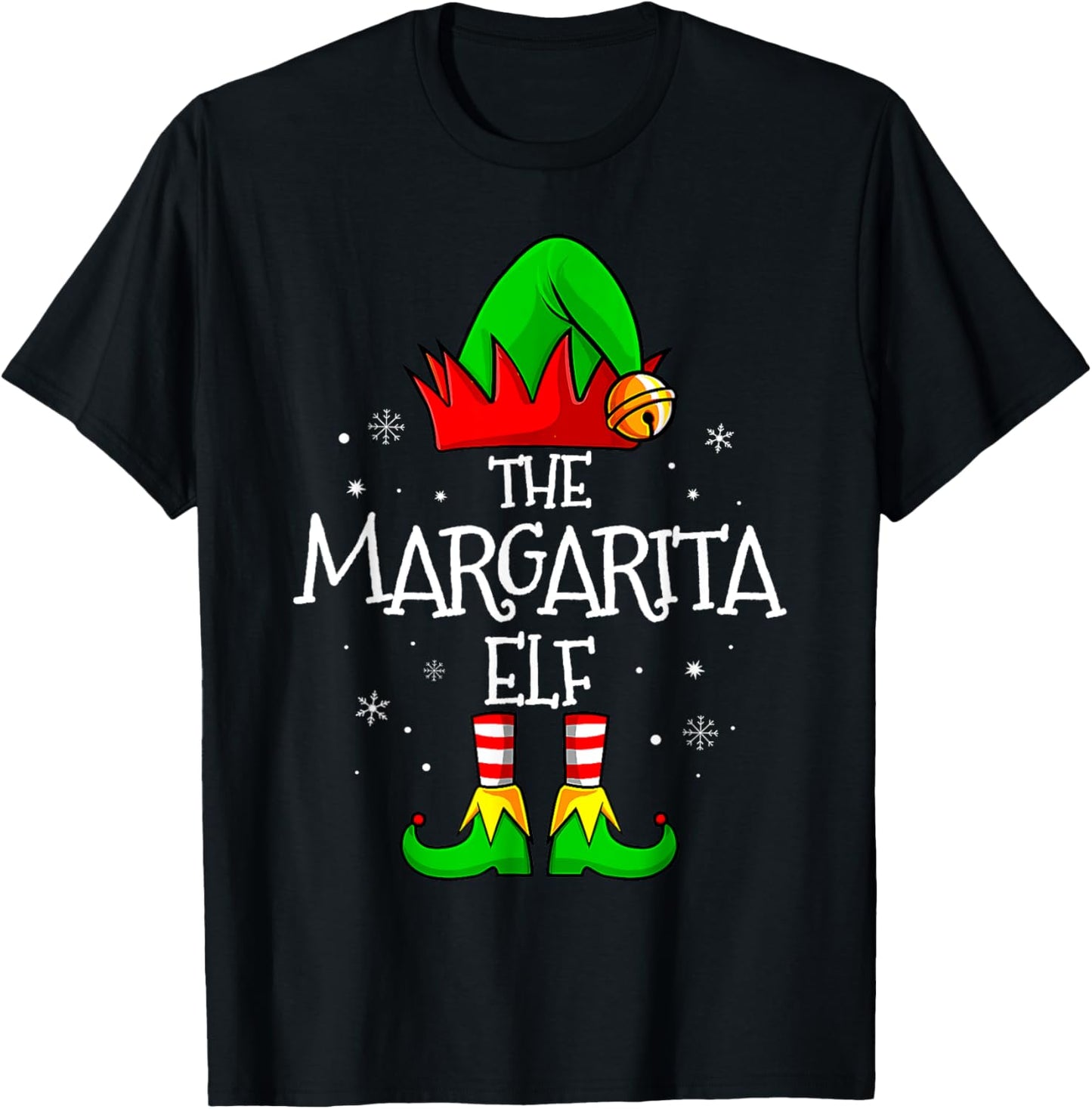 The Margarita Elf Matching Family Christmas T-Shirt - T-Shirt | Black