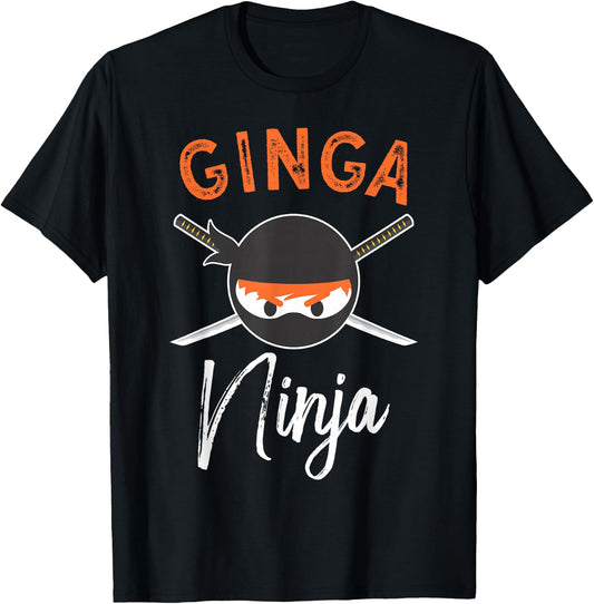 Ginga Ninja Funny Red Hair Ninja Lover Ginger T-Sh T-Shirt - T-Shirt | Black