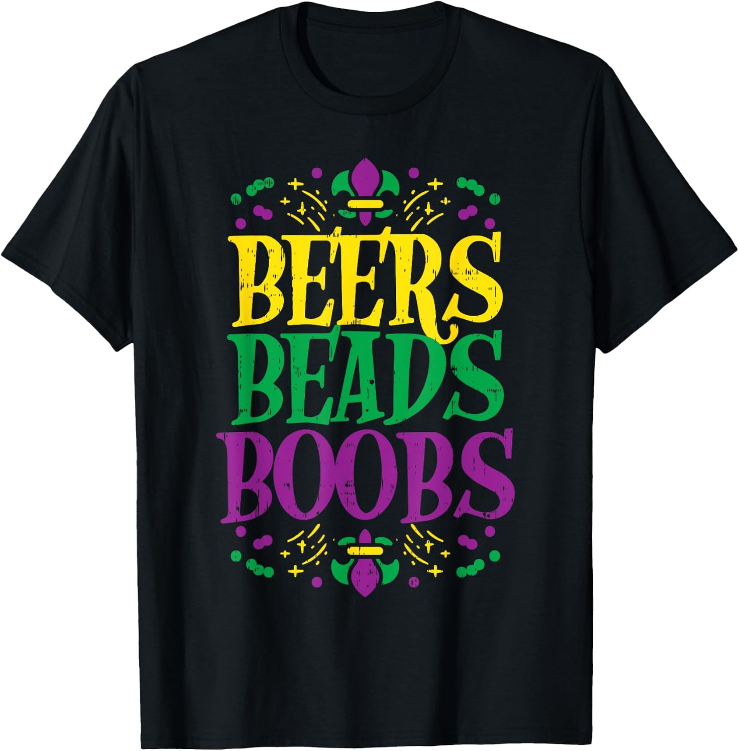 Beers Beads Boobs Funny Mardi Gras Carnival Men Boyfriend T-Shirt - T-Shirt | Black