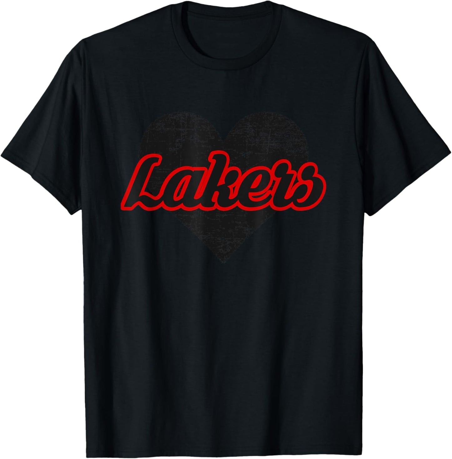 Indian Lake Lakers Over Heart T-Shirt - T-Shirt | Black