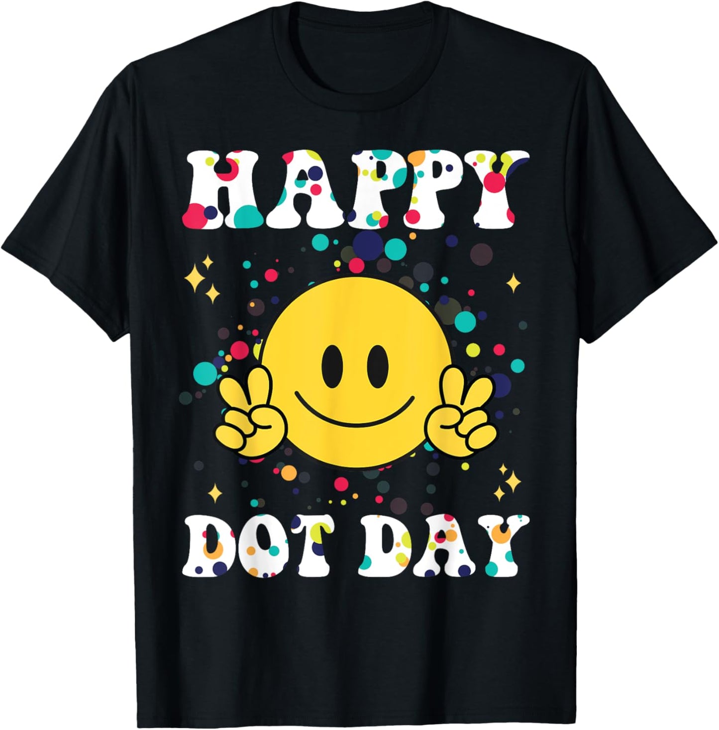 Happy Dot Day Kids Men Polka Dots Kids Boys Girls Groovy T-Shirt - T-Shirt | Black
