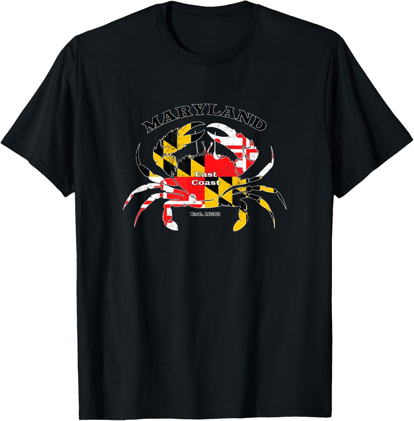 Maryland State Flag Crab Pride Annapolis Baltimore Fishing T-Shirt - T-Shirt | Black
