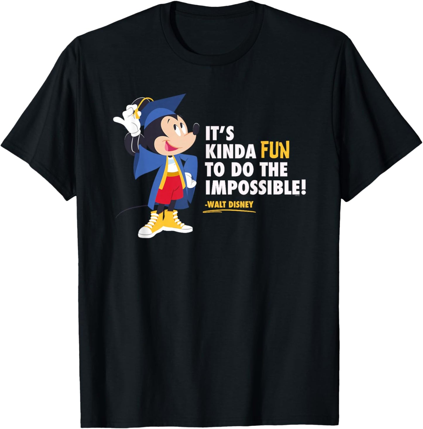 Disney Mickey Mouse Graduation New Grad Do The Impossible T-Shirt - T-Shirt | Black